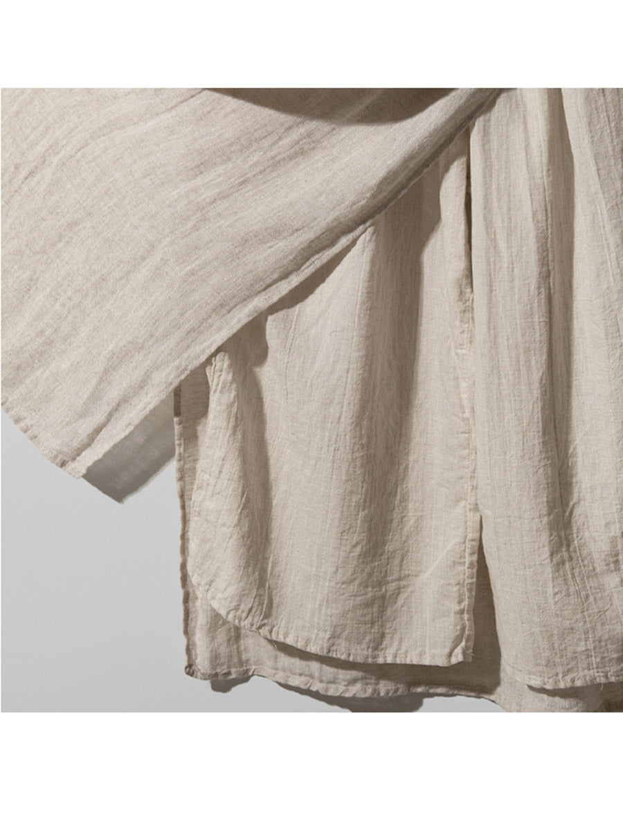 Jupe-culotte ample en lin avec poches