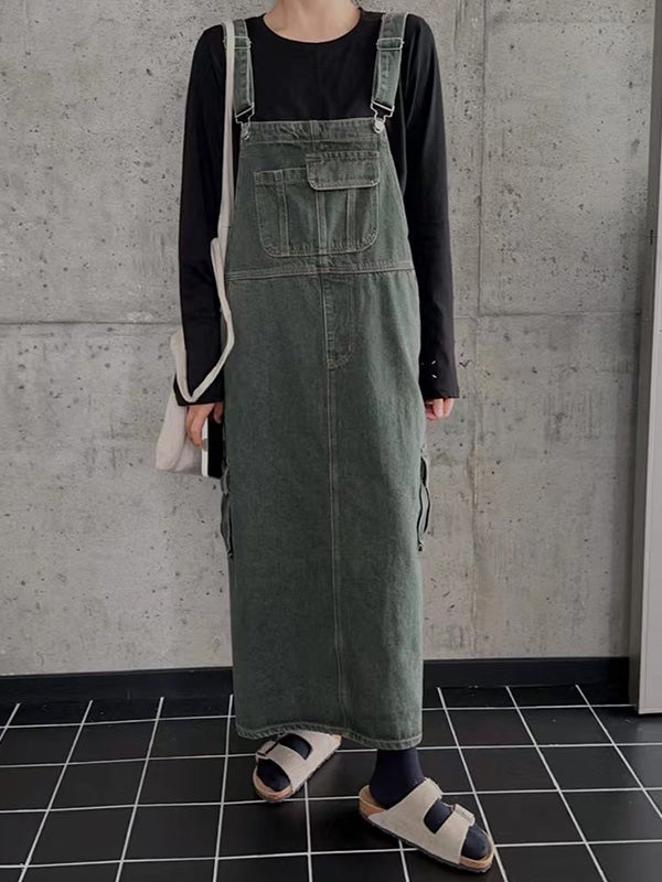 Latzkleid mit Cargotasche