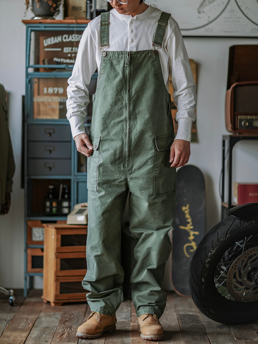 Men's Front Zipper Overalls