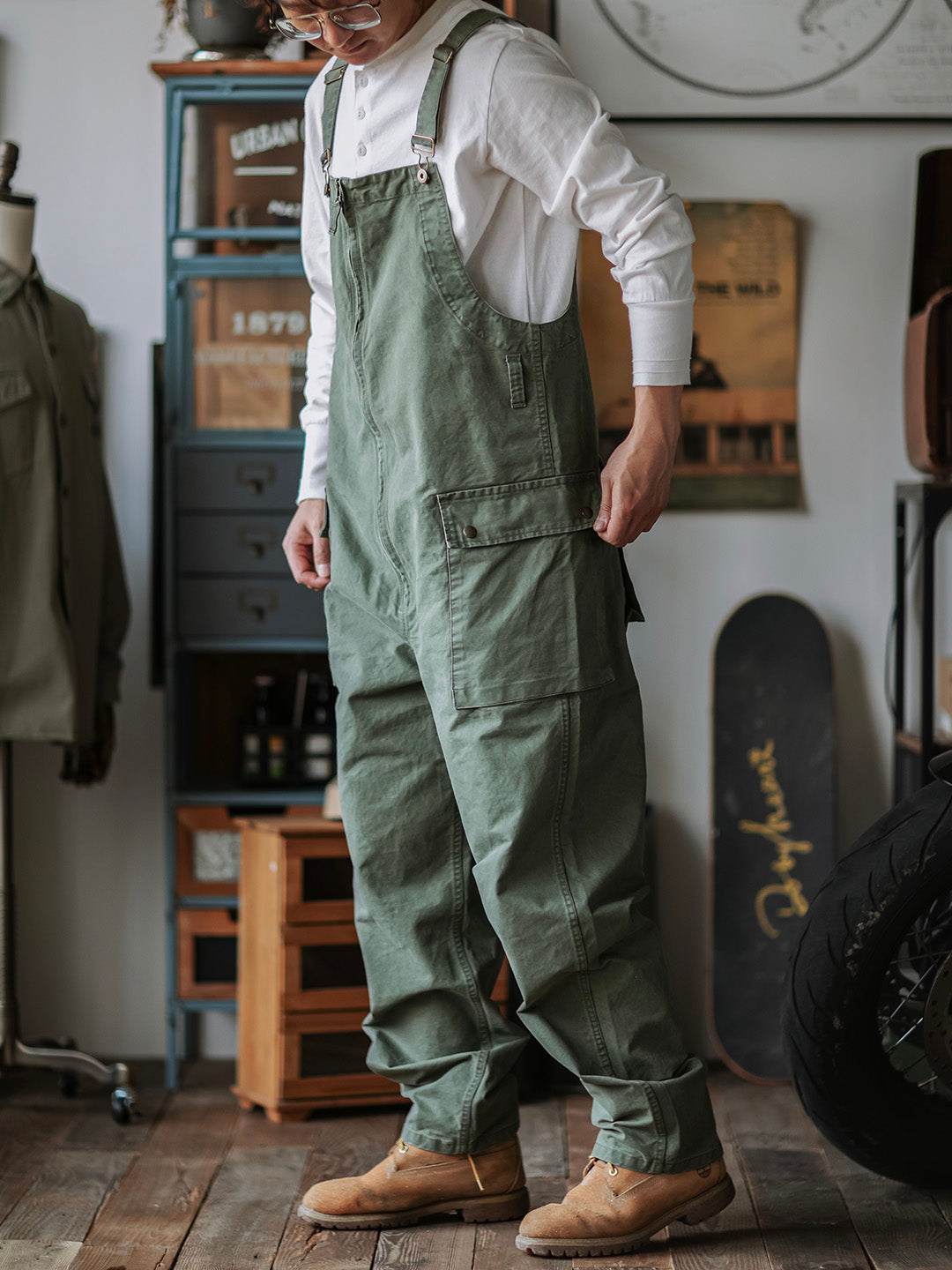 Men's Front Zipper Overalls