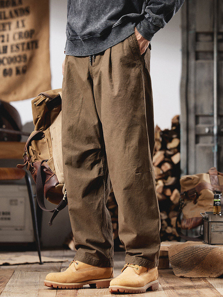 Herren Retro‑Cargohose 100 % Baumwolle Weites Bein