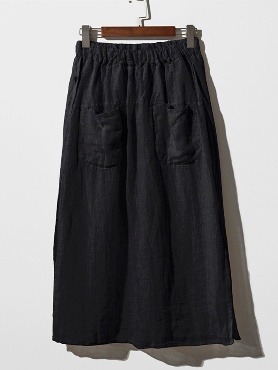 Jupe-culotte ample en lin avec poches