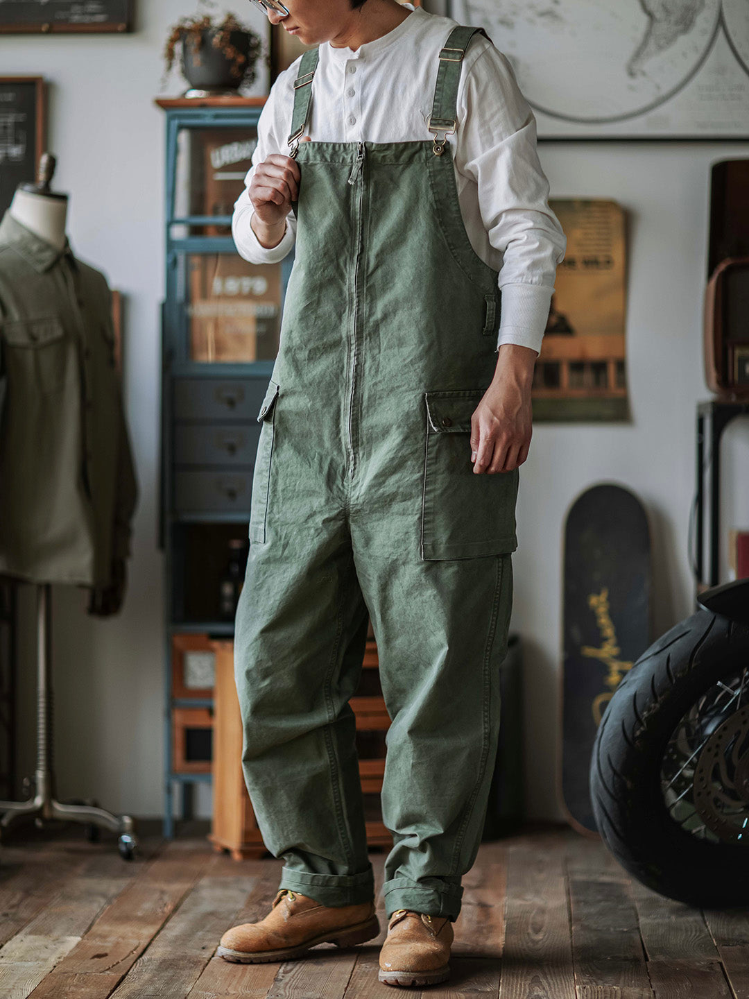 Men's Front Zipper Overalls