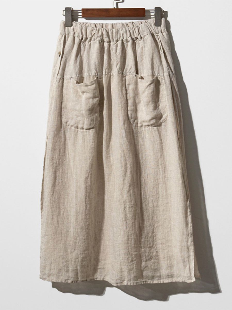 Jupe-culotte ample en lin avec poches
