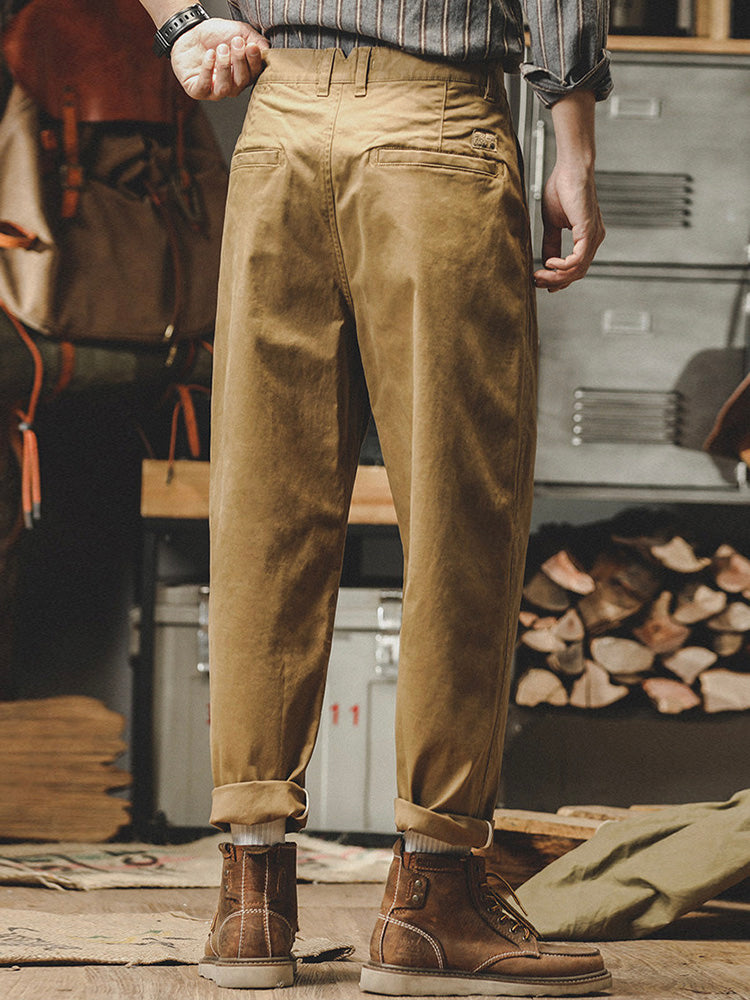 Vintage-inspirierte, gewaschene Chino-Hose für Herren mit schmal zulaufendem Bein