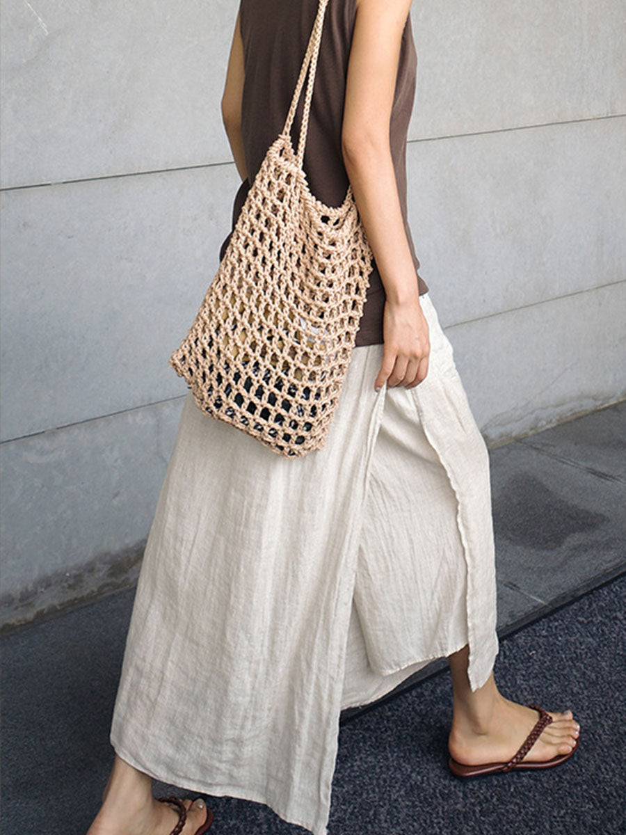 Jupe-culotte ample en lin avec poches