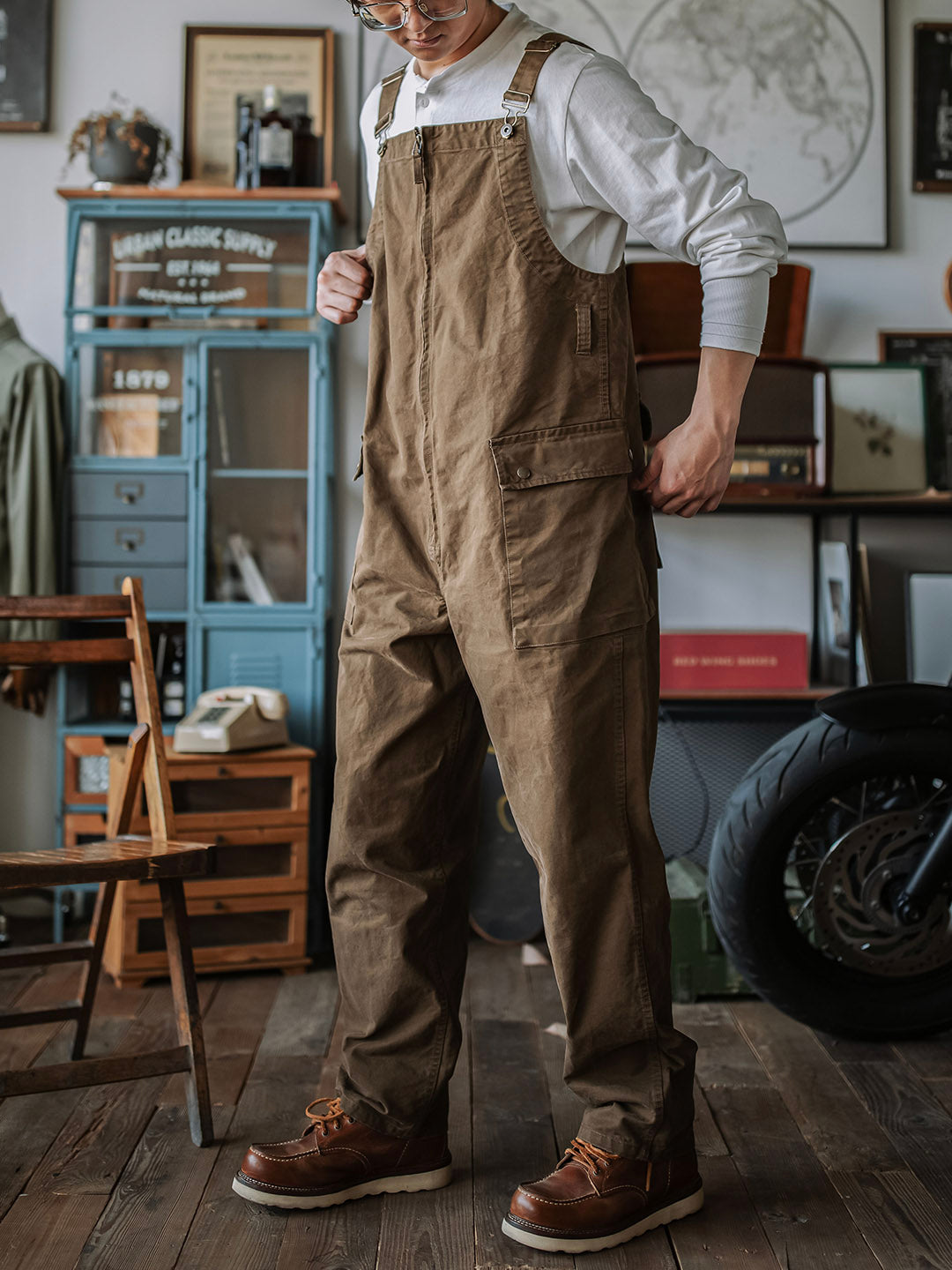 Men's Front Zipper Overalls