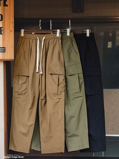 Herren Gerade‑Schnitt‑Cargohose aus Nylon mit Kordelbund