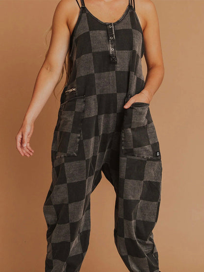 Tuta oversize a quadri da donna