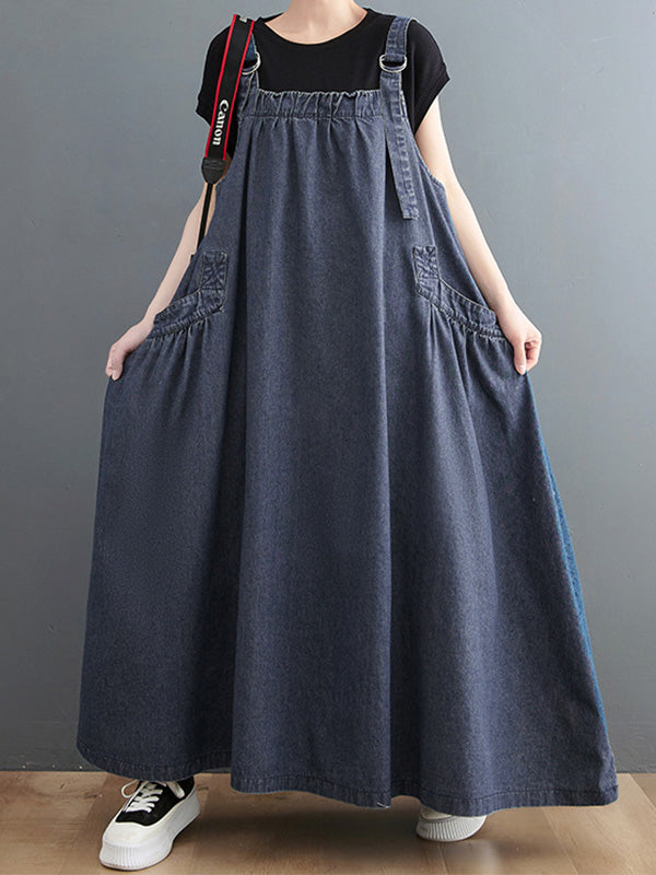 Vestido peto vaquero holgado para mujer