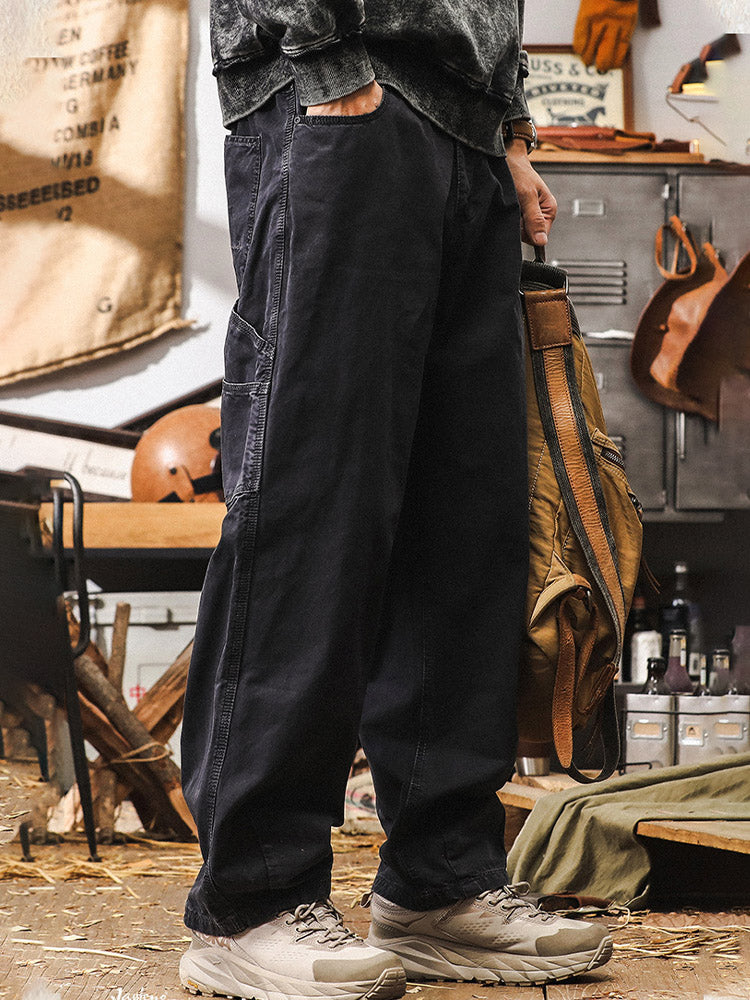 Herren Wide-Leg Hose aus 100 % Baumwolle, Retro-Cargo-Stil