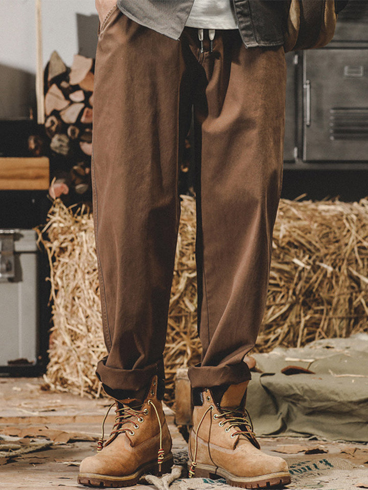 Pantaloni casual da uomo in 98% cotone e 2% elastan con vita a coulisse