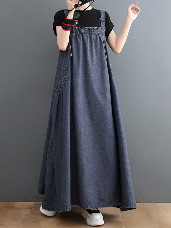 Vestido peto vaquero holgado para mujer