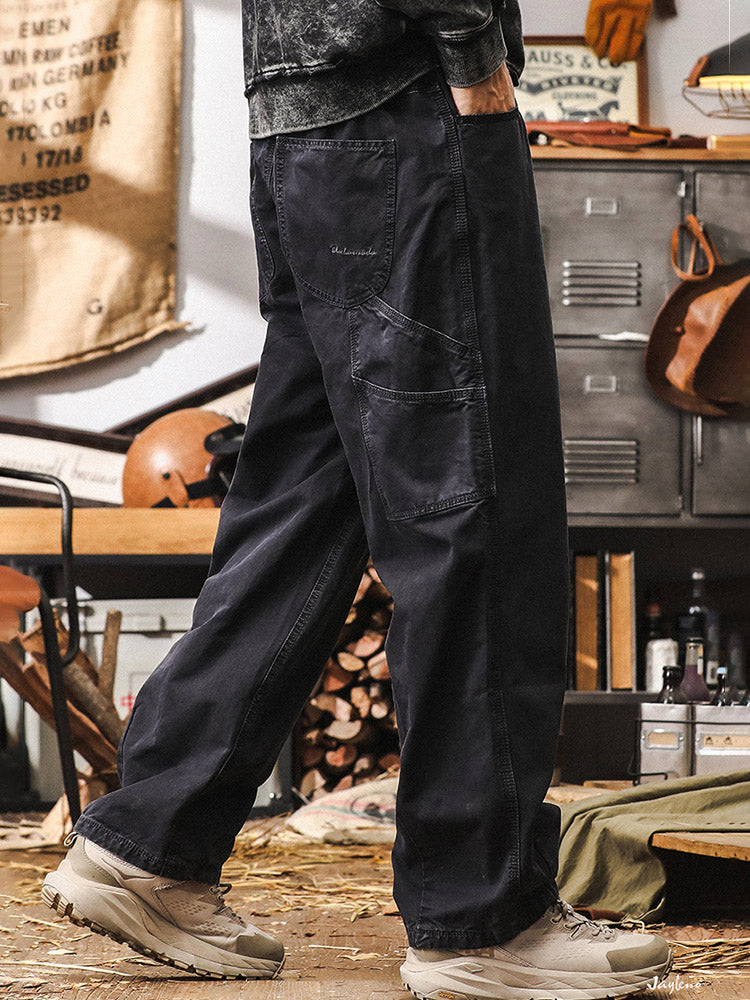 Herren Wide-Leg Hose aus 100 % Baumwolle, Retro-Cargo-Stil
