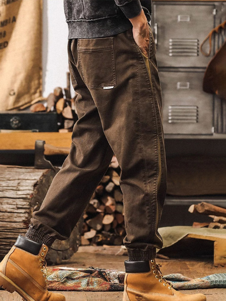 Herren-Jogginghose mit Seitenstreifen und Vintage-Waschung