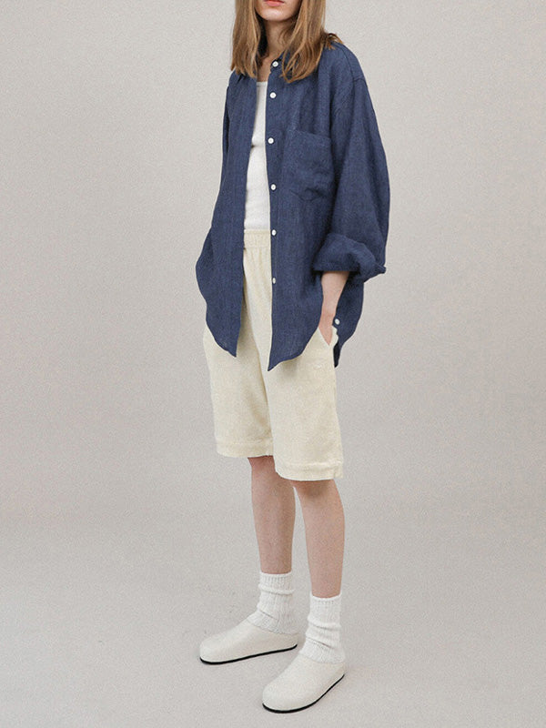 Chemise à manches longues en 100% lin avec poche poitrine