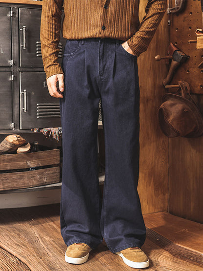 Herren‑Breitbein‑Arbeitshose aus Baumwolle Vintage‑Workwear‑Stil