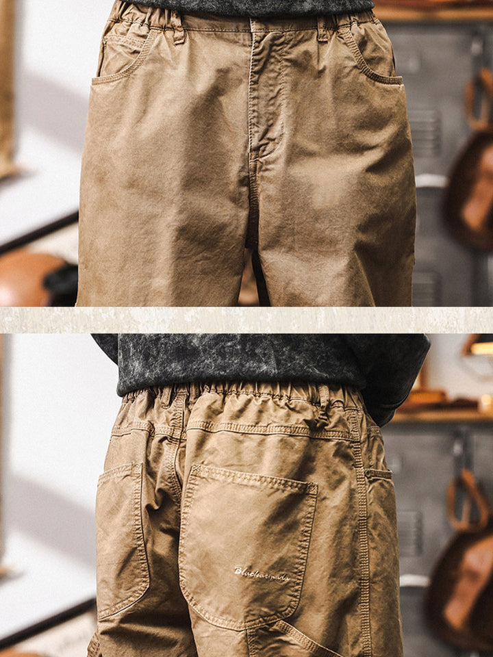 Herren Wide-Leg Hose aus 100 % Baumwolle, Retro-Cargo-Stil