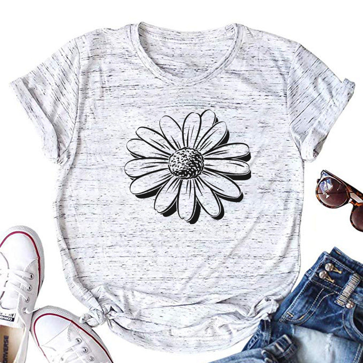 Camiseta de mujer con estampado de girasoles