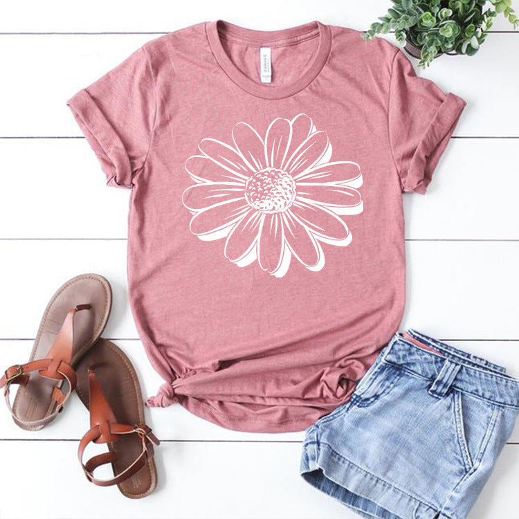 Camiseta de mujer con estampado de girasoles