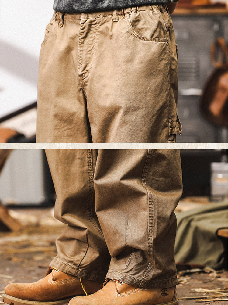 Herren Wide-Leg Hose aus 100 % Baumwolle, Retro-Cargo-Stil