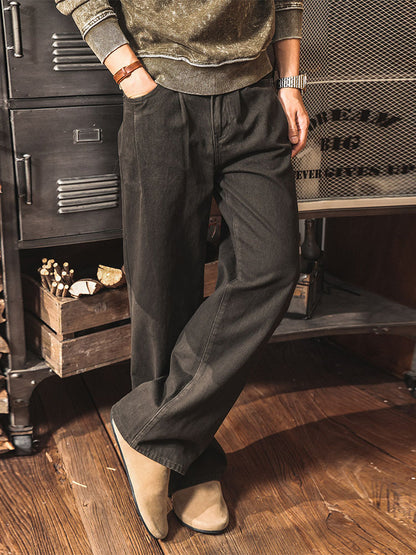 Herren‑Breitbein‑Arbeitshose aus Baumwolle Vintage‑Workwear‑Stil