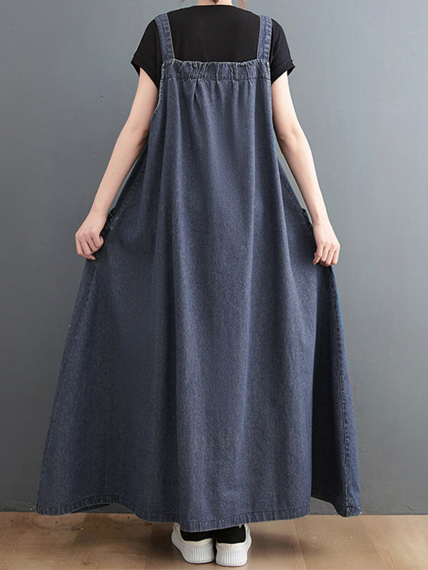 Vestido peto vaquero holgado para mujer