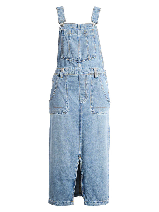 Jeans-Latzkleid mit Schlitz vorne