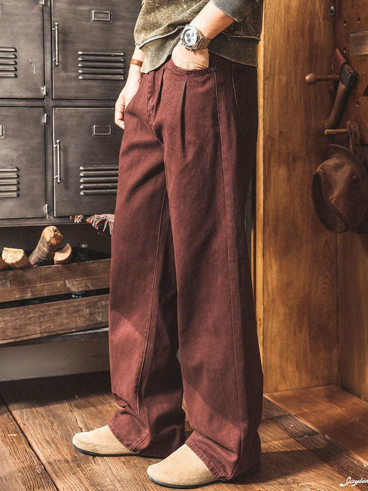 Herren‑Breitbein‑Arbeitshose aus Baumwolle Vintage‑Workwear‑Stil