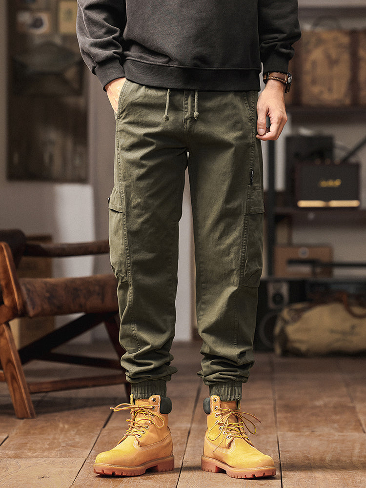 Men's Elastic Waist Tapered Jogger Cargo Trousers