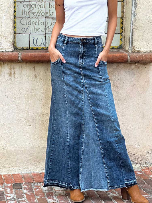Stretch-Jeans-Maxirock in A-Linie