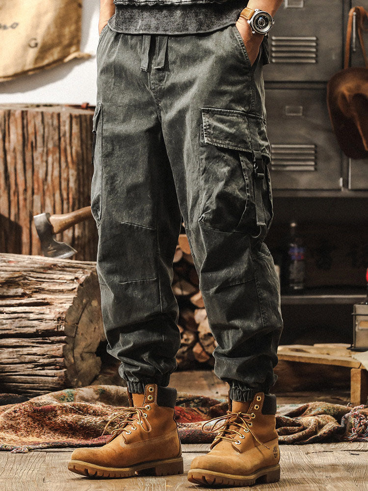 Herren Vintage Cargohose Jogger‑Schnitt