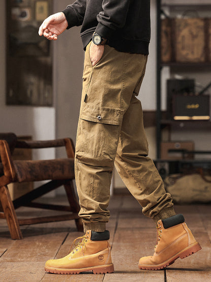 Men's Elastic Waist Tapered Jogger Cargo Trousers