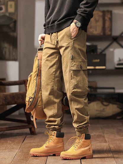 Men's Elastic Waist Tapered Jogger Cargo Trousers