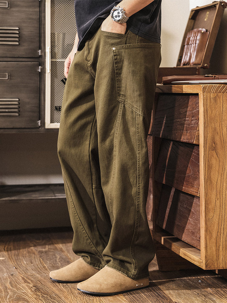 Herren Wide-Leg Hose aus Baumwolle, Retro Workwear Style