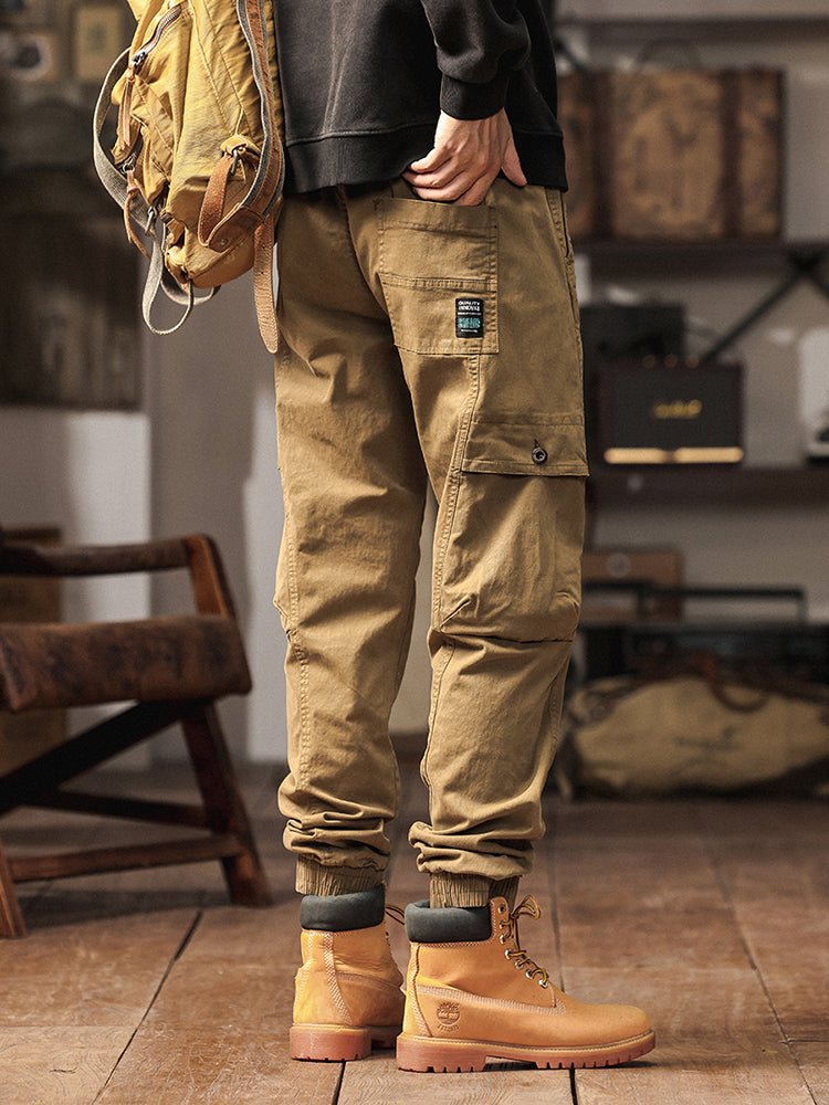 Men's Elastic Waist Tapered Jogger Cargo Trousers