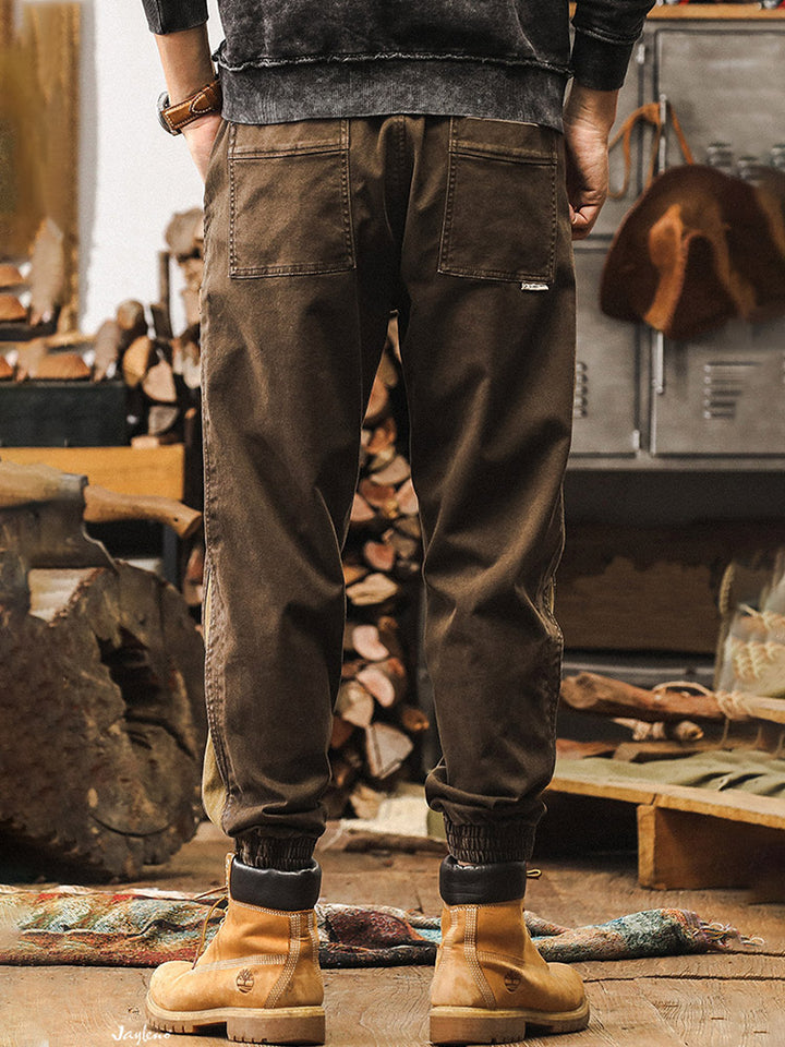 Herren-Jogginghose mit Seitenstreifen und Vintage-Waschung