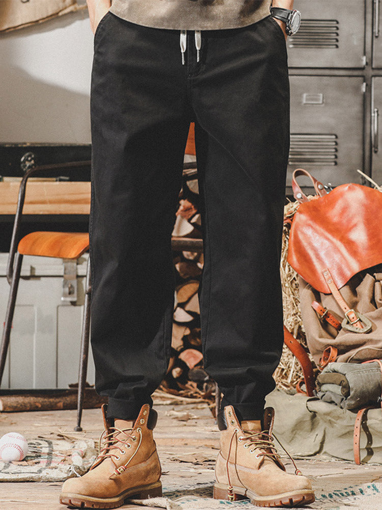 Pantaloni casual da uomo in 98% cotone e 2% elastan con vita a coulisse