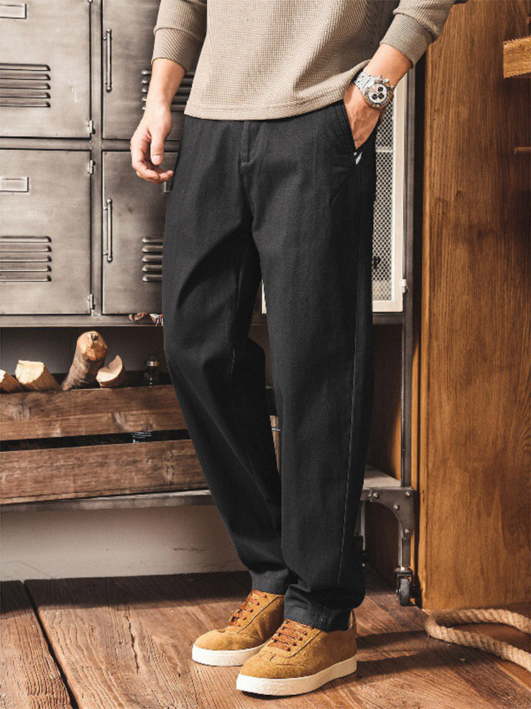 Herren Retro Workwear Chino-Hose aus Baumwolle mit elastischem Taillenbund