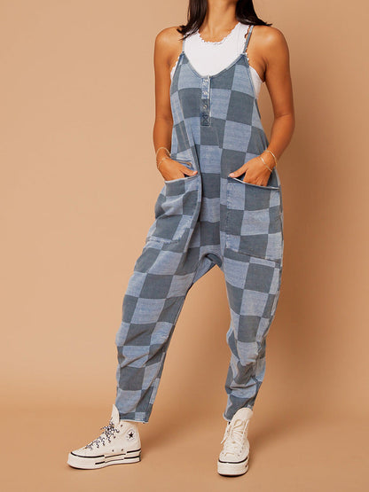 Tuta oversize a quadri da donna