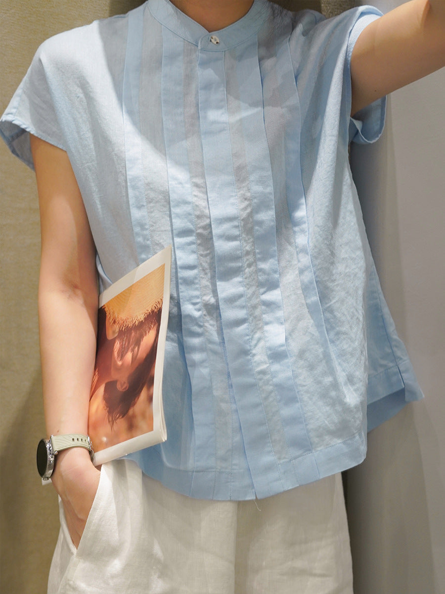 Camisa de manga corta de lino transpirable