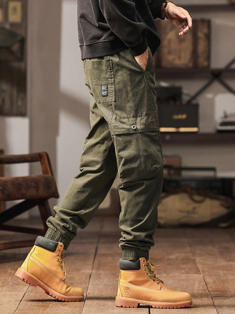 Men's Elastic Waist Tapered Jogger Cargo Trousers
