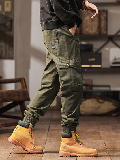 Men's Elastic Waist Tapered Jogger Cargo Trousers