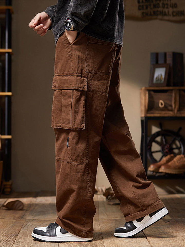 Herren Cargohose aus 100% Baumwolle, Weites Bein, Mehrere Taschen