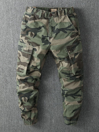 Pantaloni cargo jogger mimetici da uomo