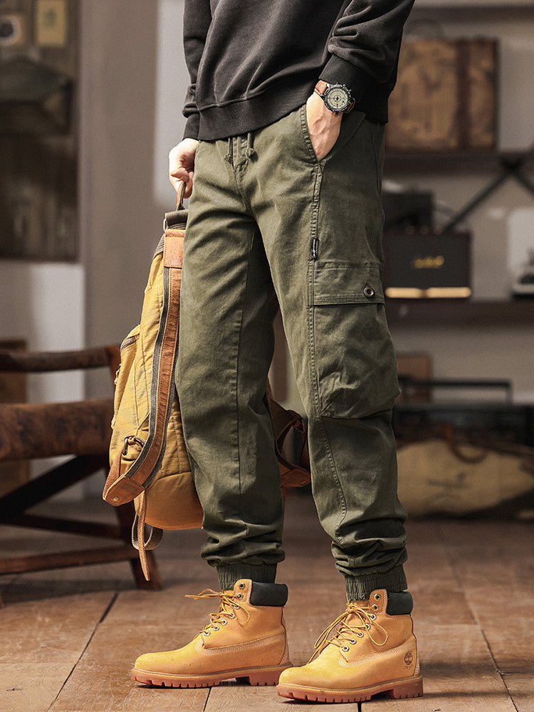 Men's Elastic Waist Tapered Jogger Cargo Trousers