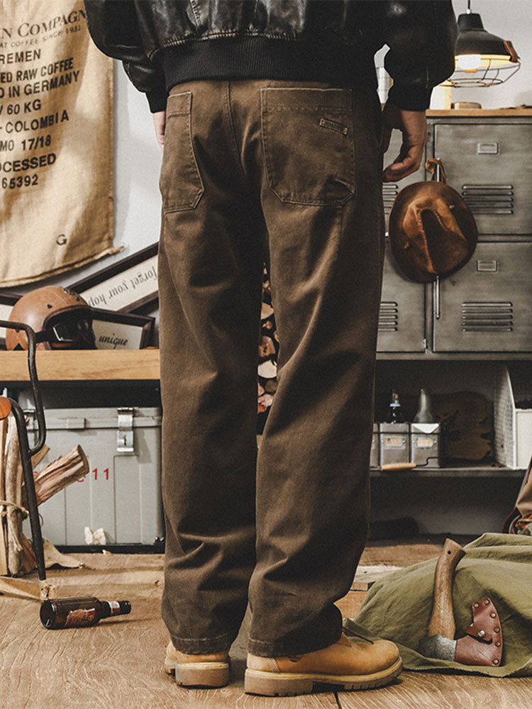 Herren Vintage‑Weitbein‑Baumwollhose