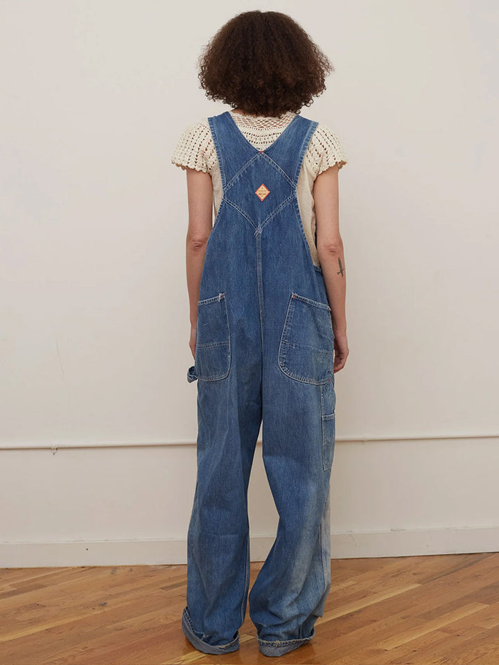 Oversized Latzhose im Vintage-Look mit weitem Bein