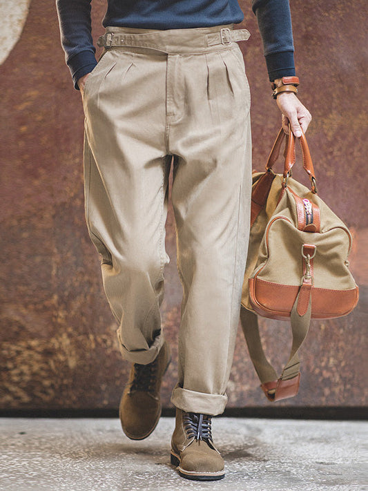 Pantaloni da uomo GURKHA, modello dritto e casual, ispirati allo stile vintage