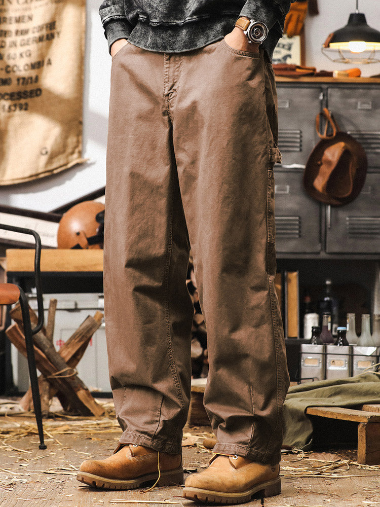 Herren Wide-Leg Hose aus 100 % Baumwolle, Retro-Cargo-Stil